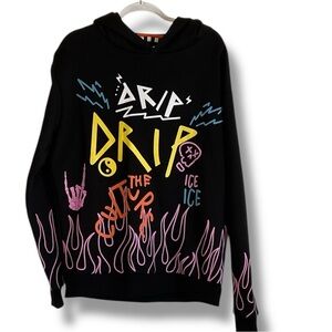 Ricky Singh Hoodie Sweatshirt Mens Black Graphic Streetwear 90s Skater Sze Large